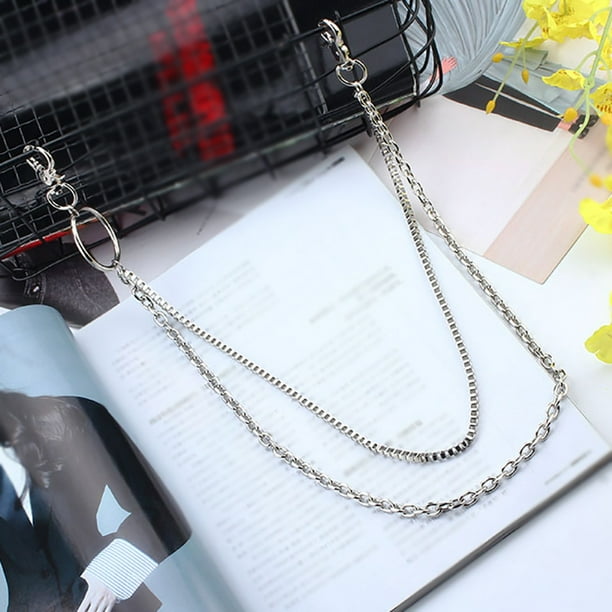 Extra Long Metal Keyring Keychain Silver Chain Hipster Key Wallet Belt Ring Clip 
